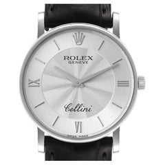 Rolex Cellini Classic White Gold Decorated Silver Dial Mens Watch 5115