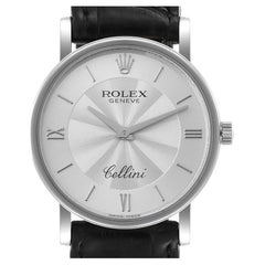 Rolex Cellini Classic White Gold Decorated Silver Dial Mens Watch 5115