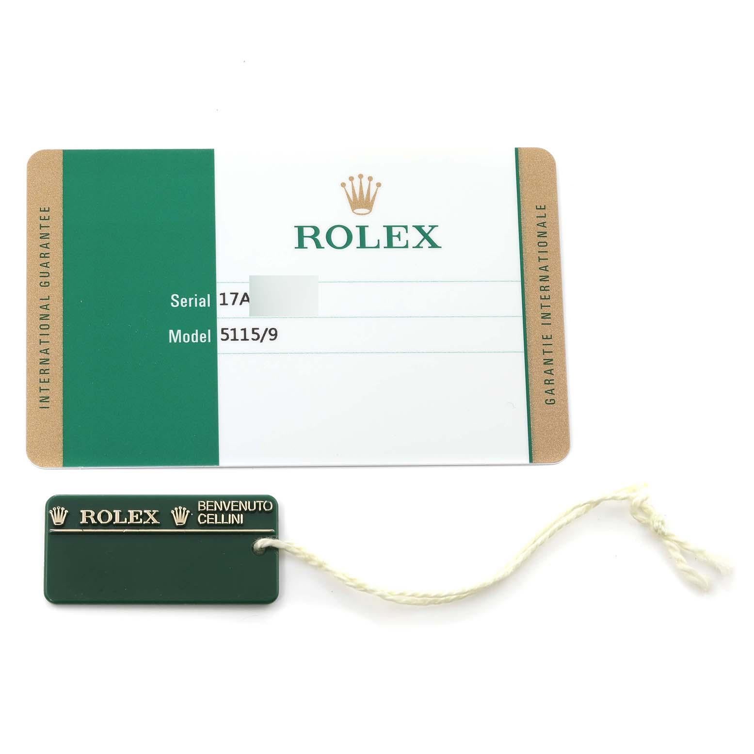 Rolex Cellini Classic Montre pour hommes avec cadran en argent décoré, 5115 non portée en vente 6