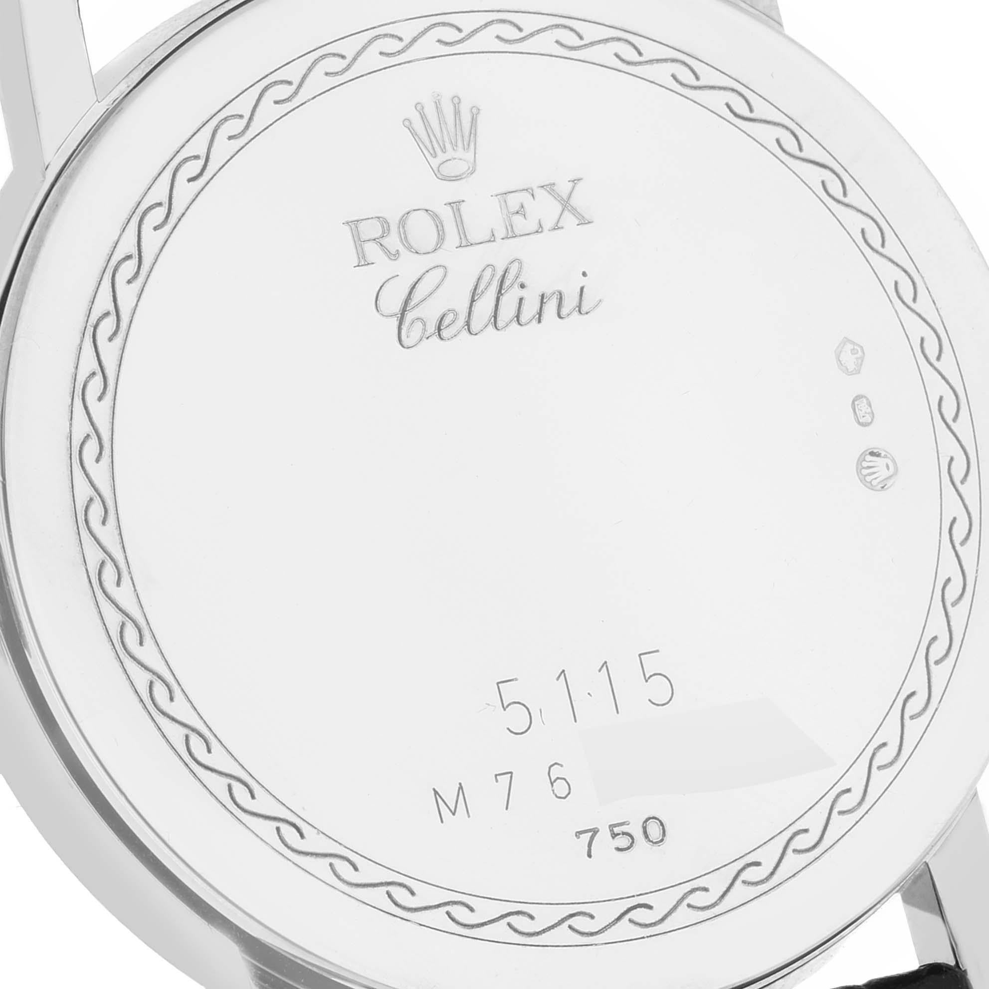 Rolex Montre Cellini classique pour homme en or blanc et cadran ivoire avec cadran d'anniversaire 5115 1