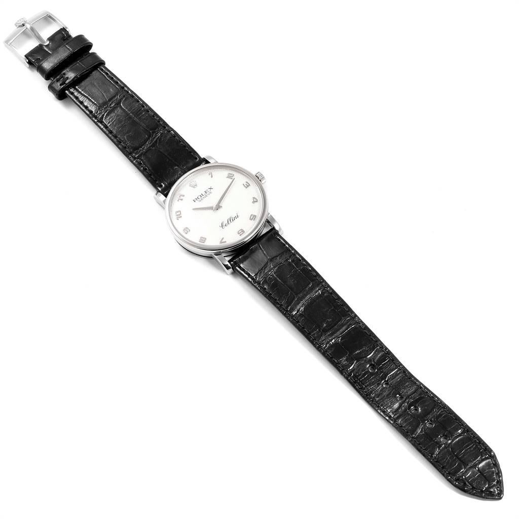 Rolex Cellini Classic White Gold MOP Dial Black Strap Men's Watch, 5115 For Sale 6