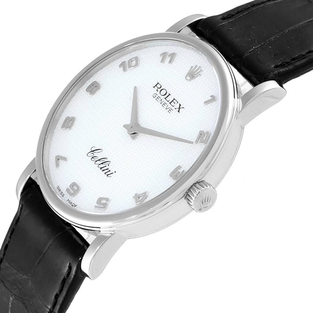 Rolex Cellini Classic White Gold MOP Dial Black Strap Men's Watch, 5115 For Sale 1