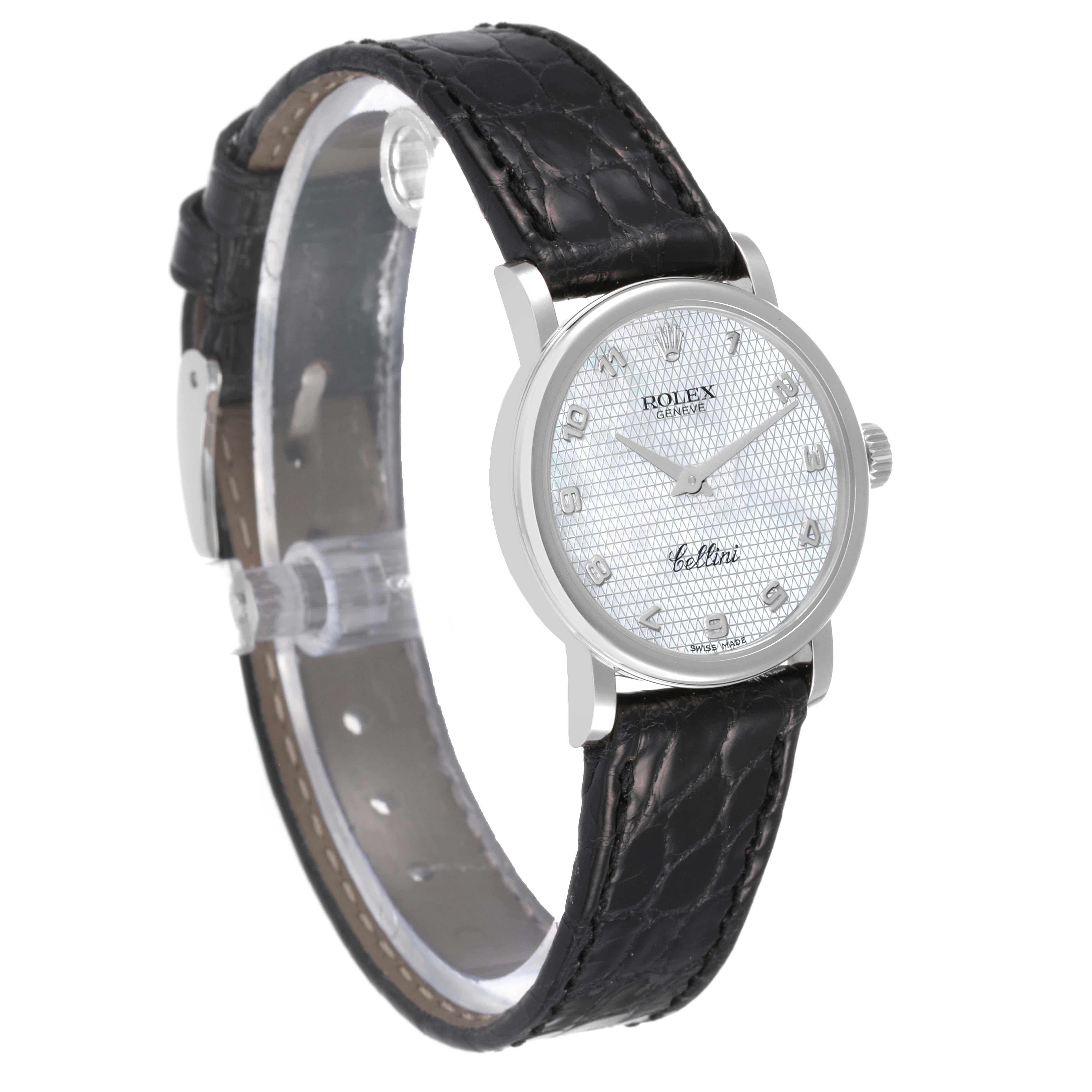 Rolex Cellini Classic White Gold Mother Of Pearl Dial Ladies Watch 6110 Unworn In Excellent Condition In Atlanta, GA