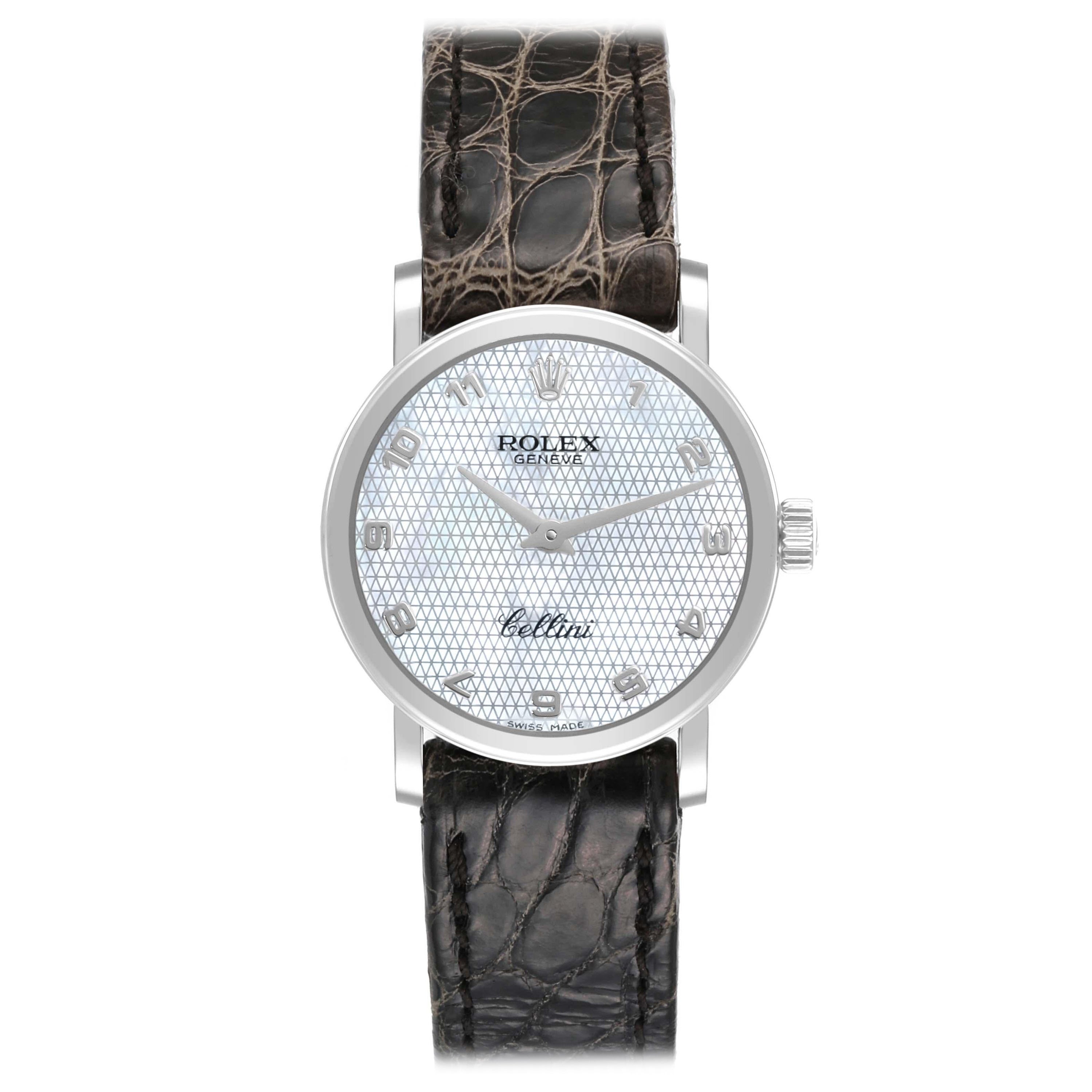 Rolex Cellini Classic Oro Bianco Quadrante Madreperla Orologio da Donna 6110 Non Indossato