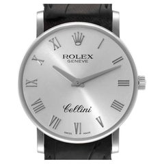 Rolex Montre Cellini classique en or blanc avec cadran argenté pour hommes 5115