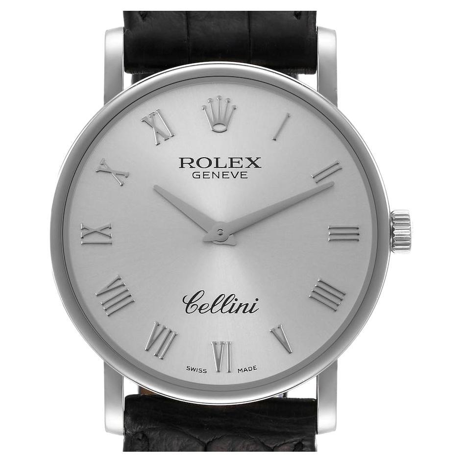 Rolex Cellini Classic White Gold Silver Dial Mens Watch 5115