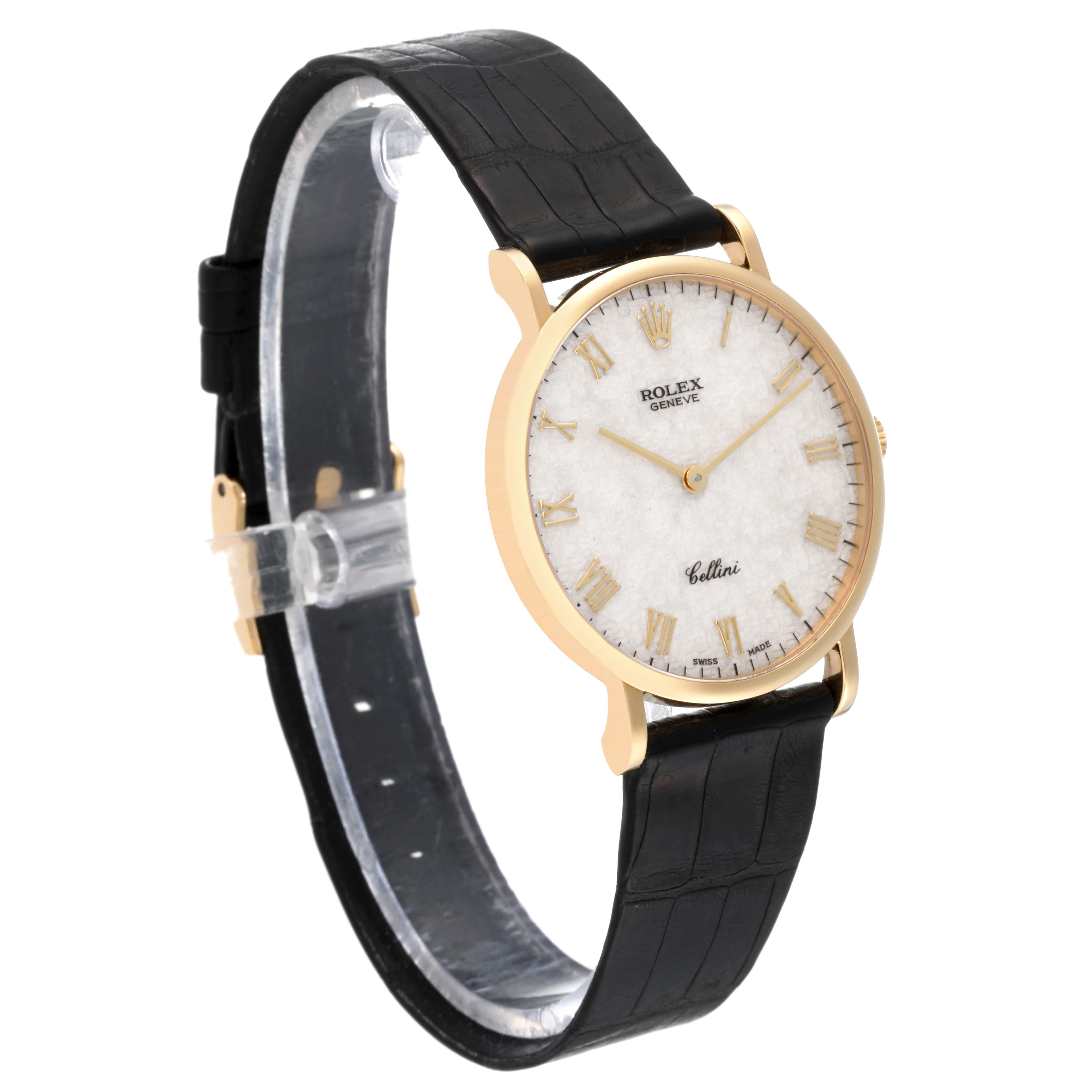 Rolex Cellini Classic Gelbgold Jahrestag Zifferblatt Schwarzes Armband Herrenuhr 5112 3
