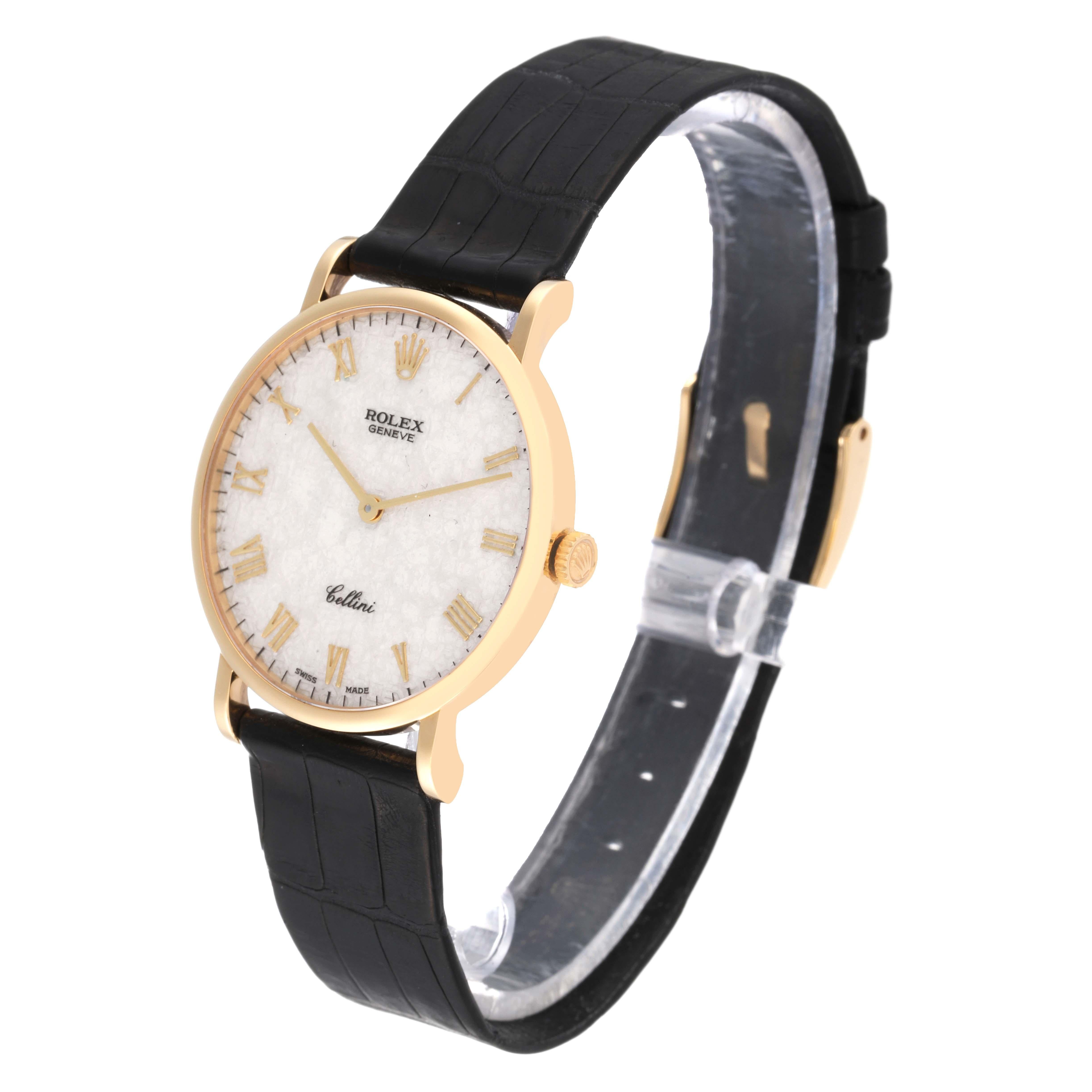 Rolex Cellini Classic Gelbgold Jahrestag Zifferblatt Schwarzes Armband Herrenuhr 5112 4