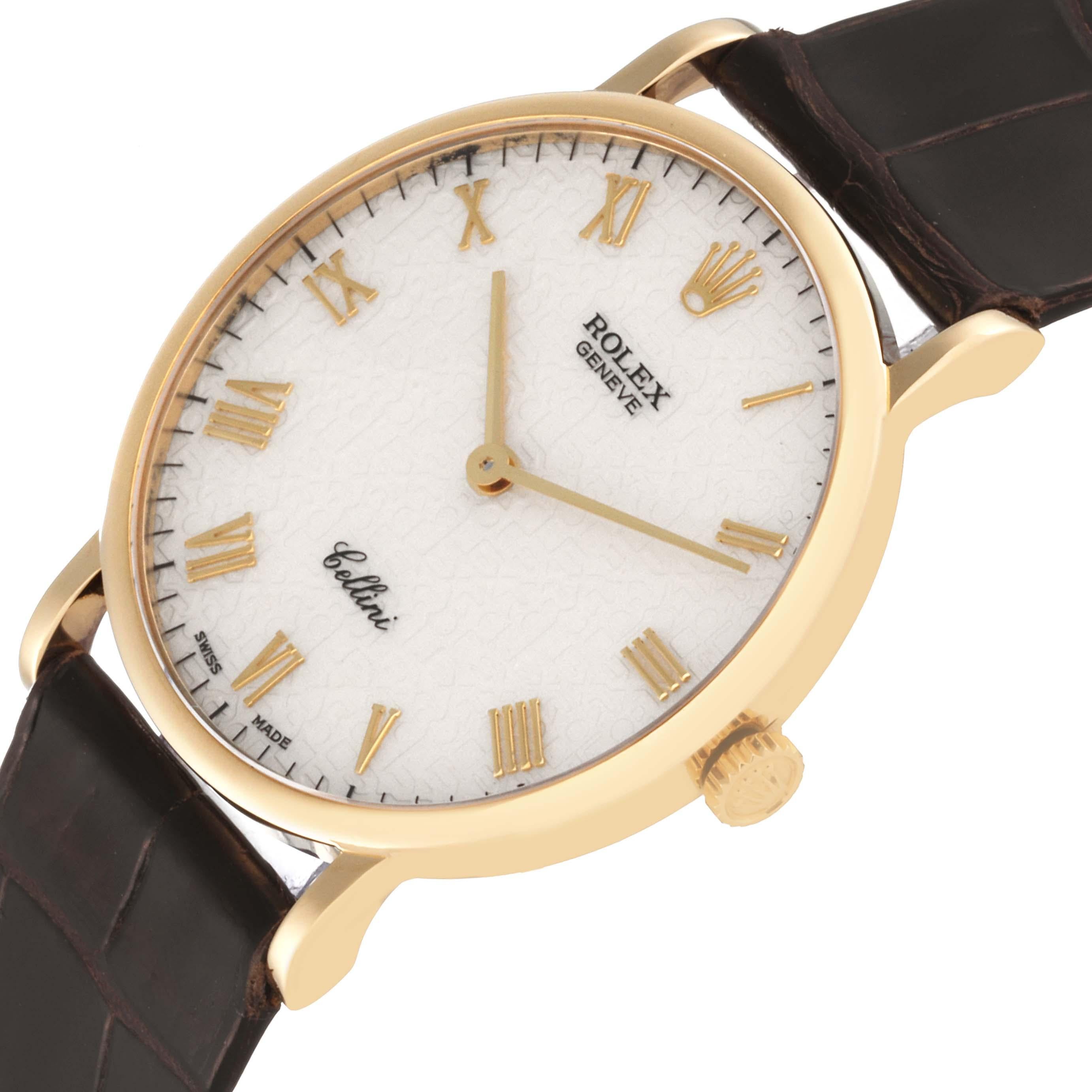 Rolex Cellini Classic Yellow Gold Anniversary Dial Brown Strap Watch 5112 2