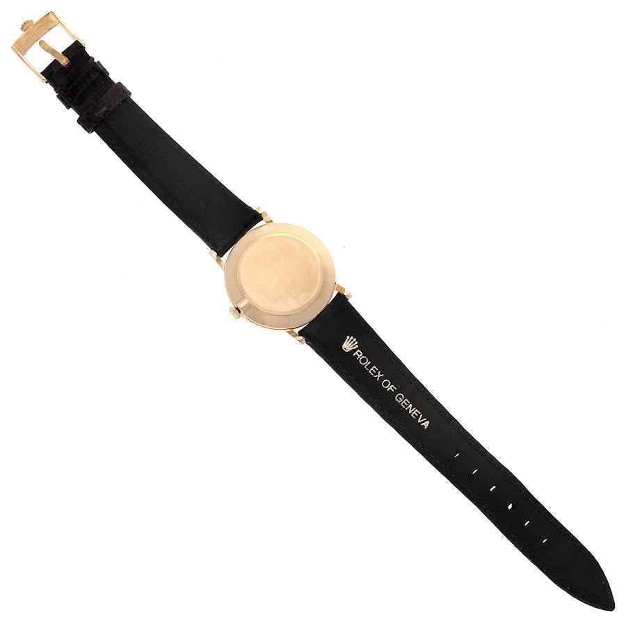 Rolex Cellini Klassische Gelbgold Jahrestag-Uhr mit braunem Riemen 5112 im Angebot 5