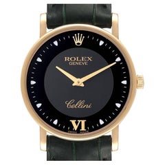 Rolex Cellini Classic Yellow Gold Black Dial Mens Watch 5115 Card