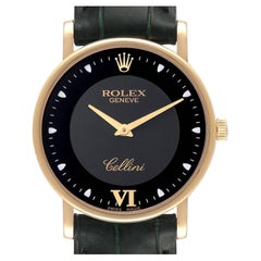 Rolex Montre Cellini classique en or jaune avec cadran noir, pour hommes, carte 5115