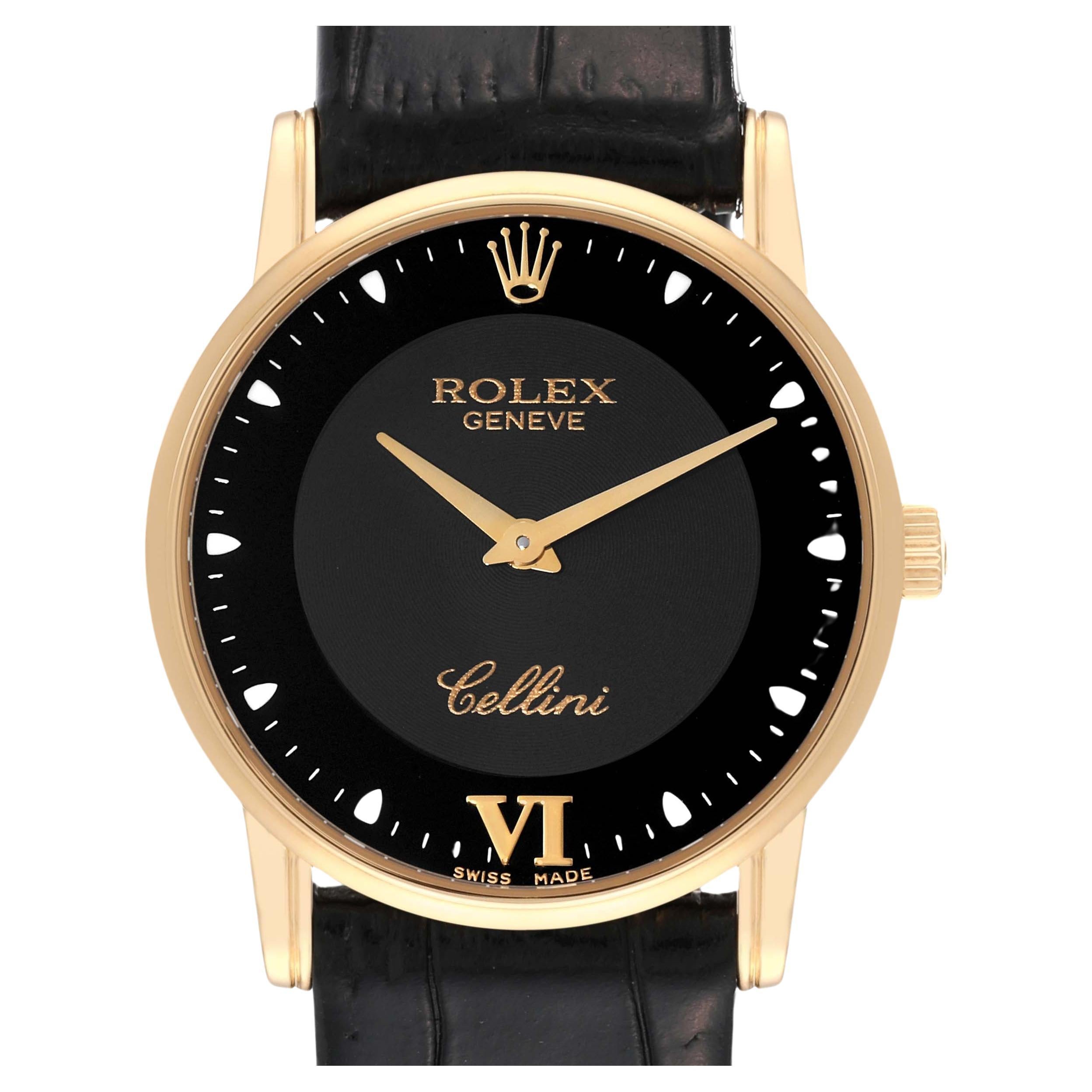 Rolex Cellini Classic Yellow Gold Black Dial Mens Watch 5116