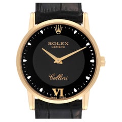 Rolex Cellini Classic Yellow Gold Black Dial Mens Watch 5116