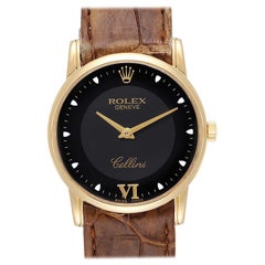 Rolex Cellini Classic Yellow Gold Black Dial Watch 5116 Box Papers