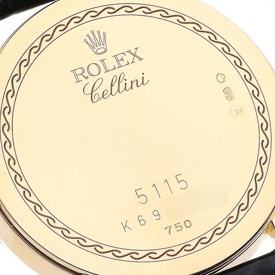 Men's Rolex Cellini Classic Yellow Gold Black Strap Mens Watch 5115