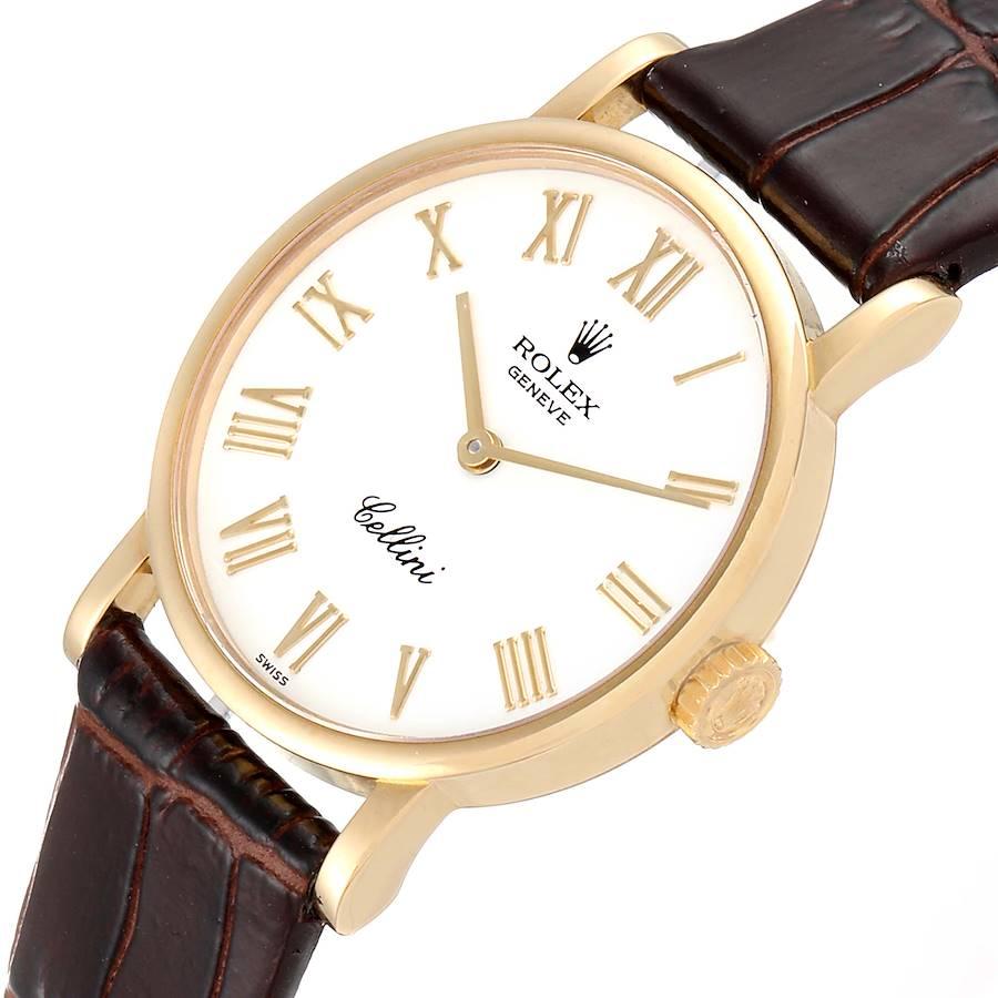 Rolex Cellini Classic Yellow Gold Brown Strap Ladies Watch 5109 For Sale 1