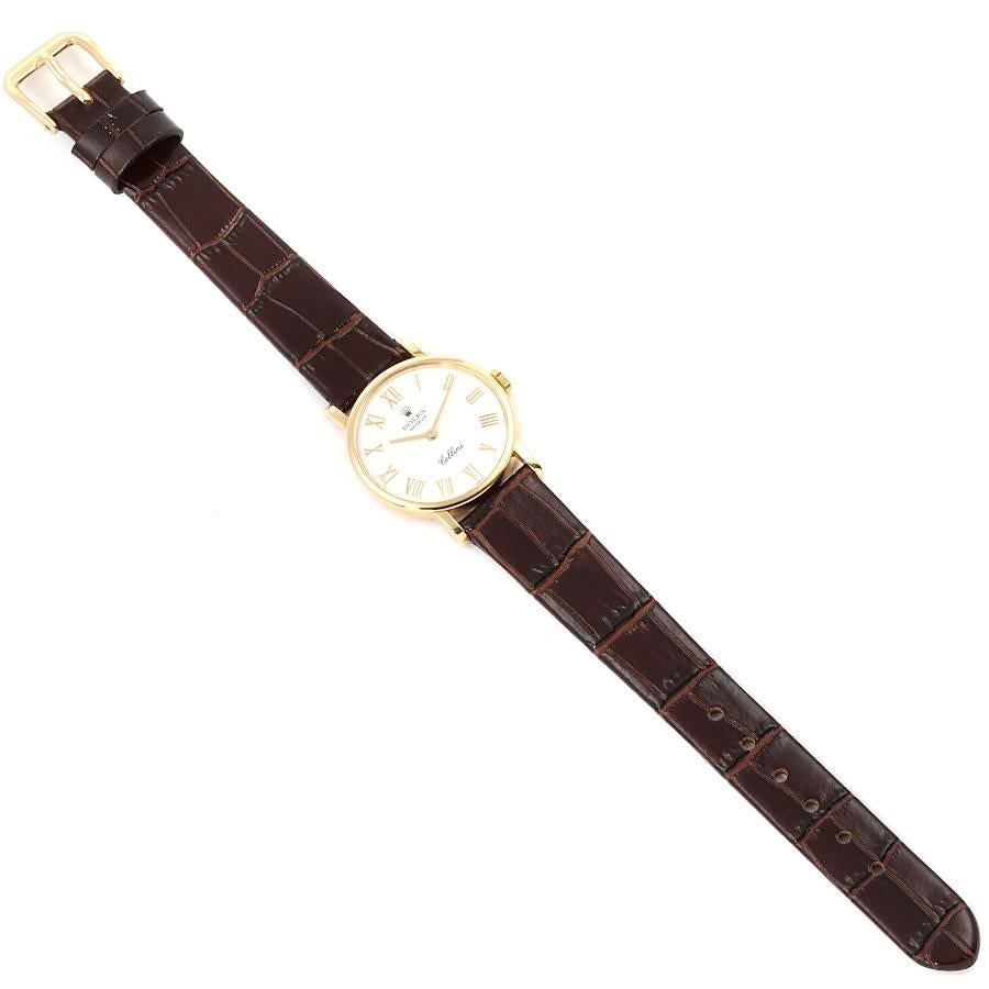 Rolex Cellini Classic Yellow Gold Brown Strap Ladies Watch 5109 For Sale 5