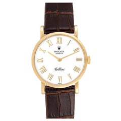 Rolex Cellini Classic Yellow Gold Brown Strap Ladies Watch 5109