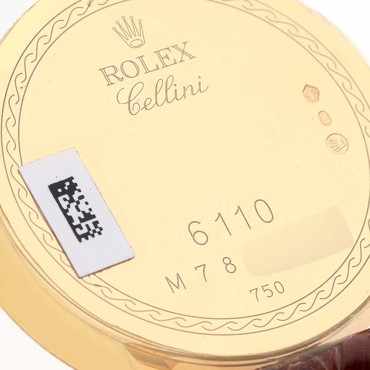 Rolex Cellini Classic Yellow Gold Brown Strap Ladies Watch 6110 Unworn 2