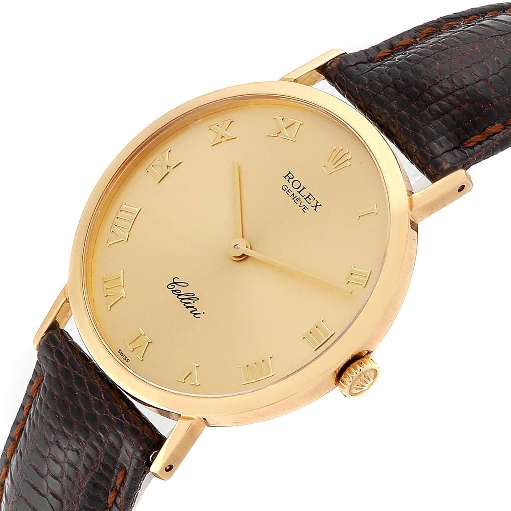 Rolex Cellini Classic Yellow Gold Brown Strap Men’s Watch 4112 1