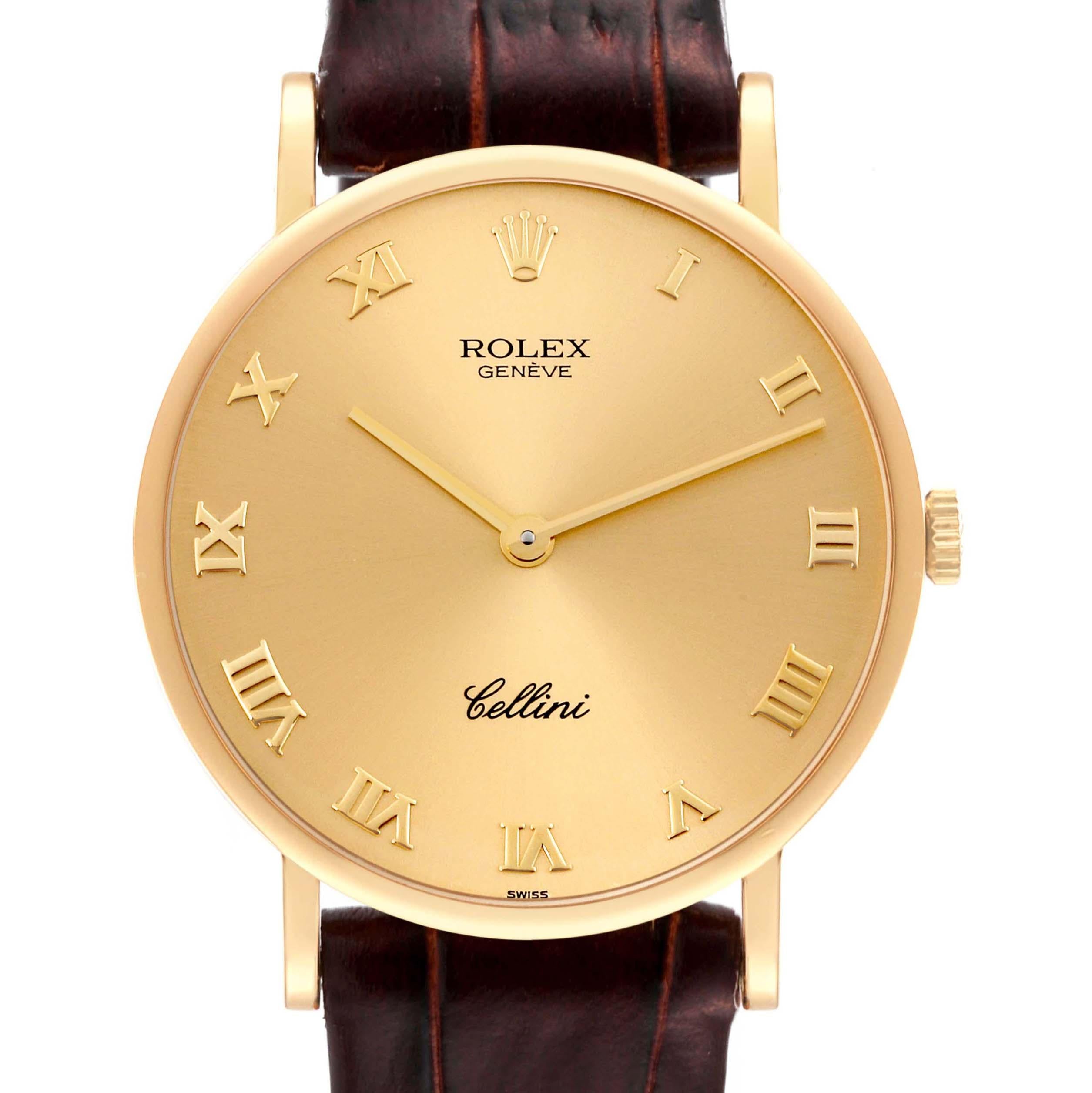 Rolex Cellini Classic Yellow Gold Champagne Dial Brown Strap Mens Watch 5112 6