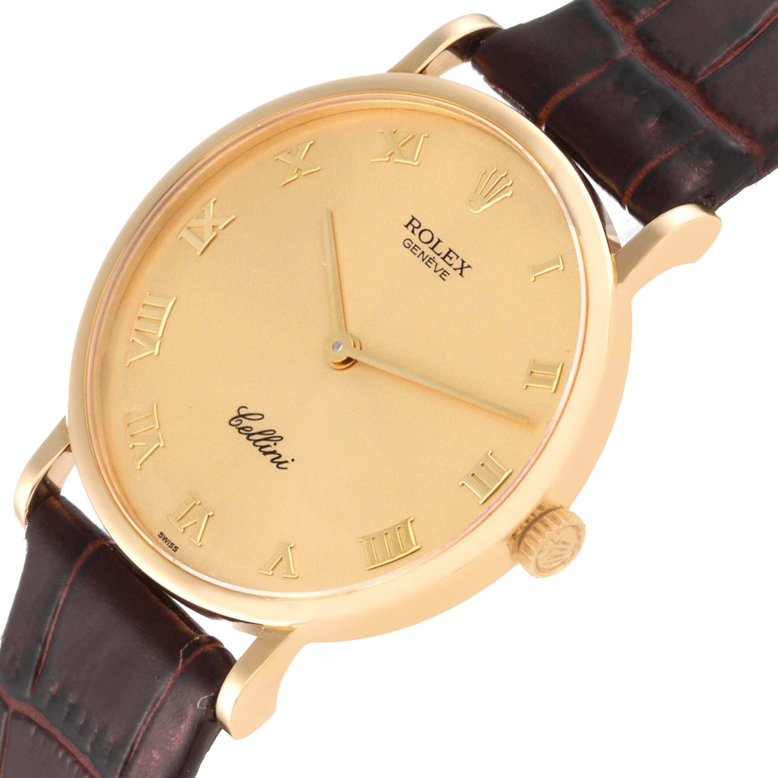 Rolex Cellini Classic Yellow Gold Champagne Dial Brown Strap Mens Watch 5112 1
