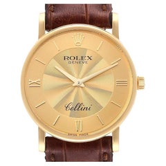 Rolex Cellini Classic Yellow Gold Decorated Champagne Dial Mens Watch 5115