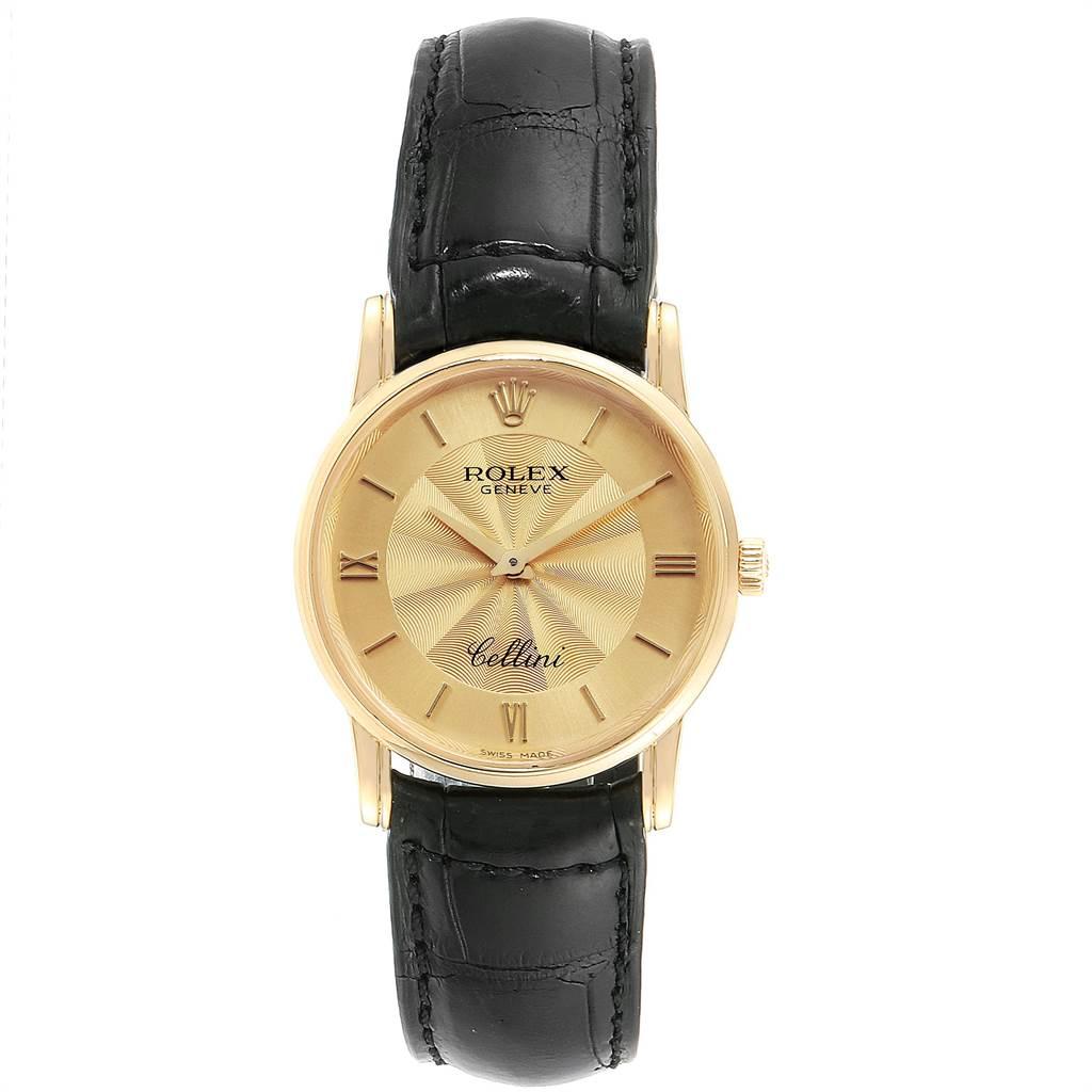 Rolex Cellini Classic Yellow Gold Decorated Dial Watch 5116 In Excellent Condition For Sale In Atlanta, GA