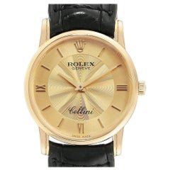 Rolex Cellini Classic Yellow Gold Decorated Dial Watch 5116