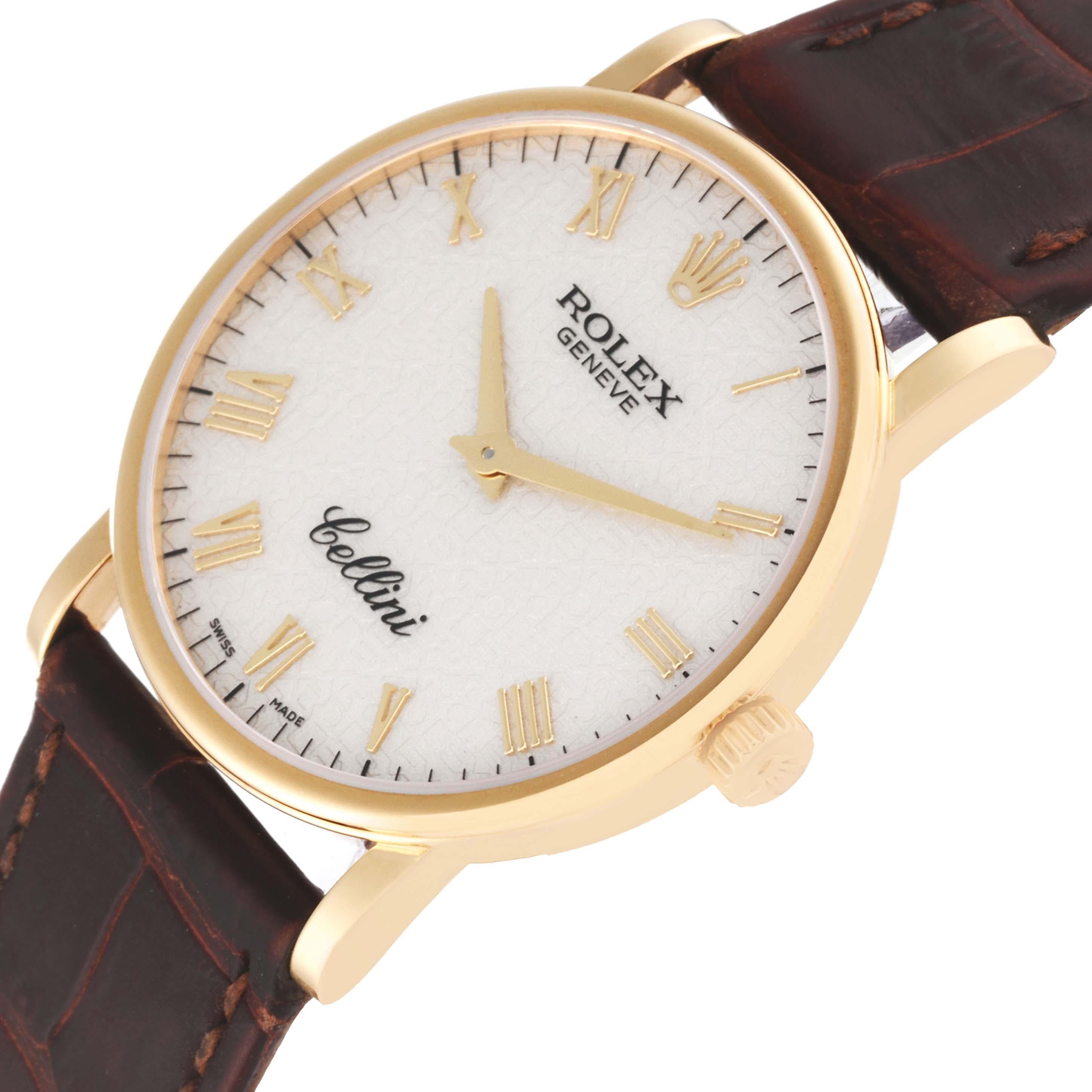 Men's Rolex Cellini Classic Yellow Gold Ivory Anniversary Dial Mens Watch 5115 Card