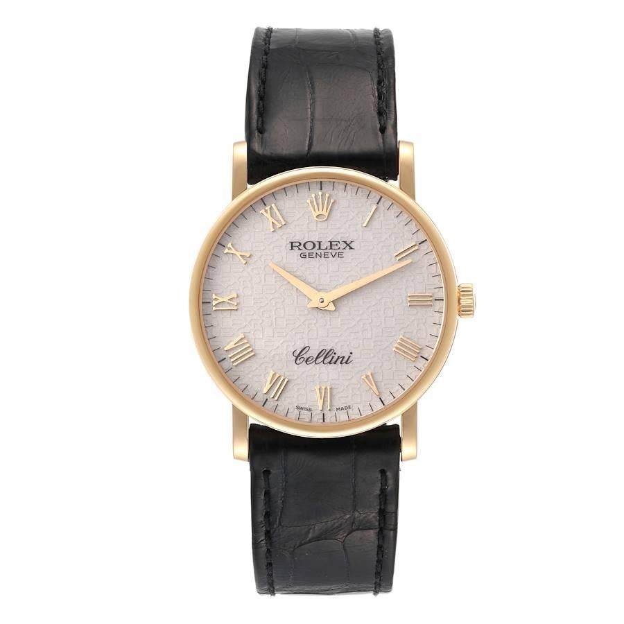 Rolex Cellini Classic Oro Amarillo Esfera Aniversario Marfil Reloj Caballero 5115. Movimiento de cuerda manual. Caja delgada de oro amarillo de 18 quilates de 32 mm de diámetro. Grosor de la caja 5,5 mm. Logotipo Rolex en la corona. . Cristal de