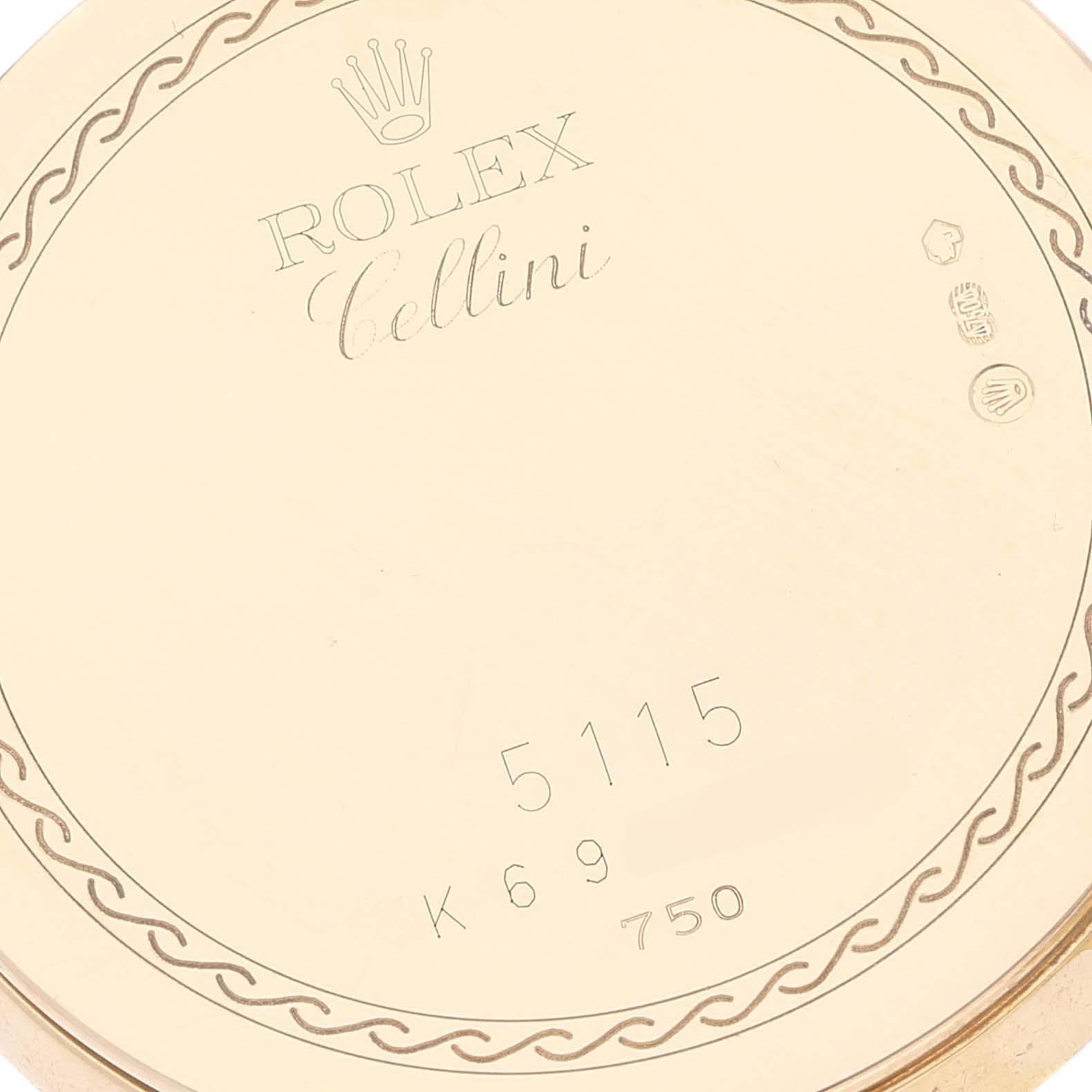 Men's Rolex Cellini Classic Yellow Gold Ivory Anniversary Dial Mens Watch 5115 For Sale