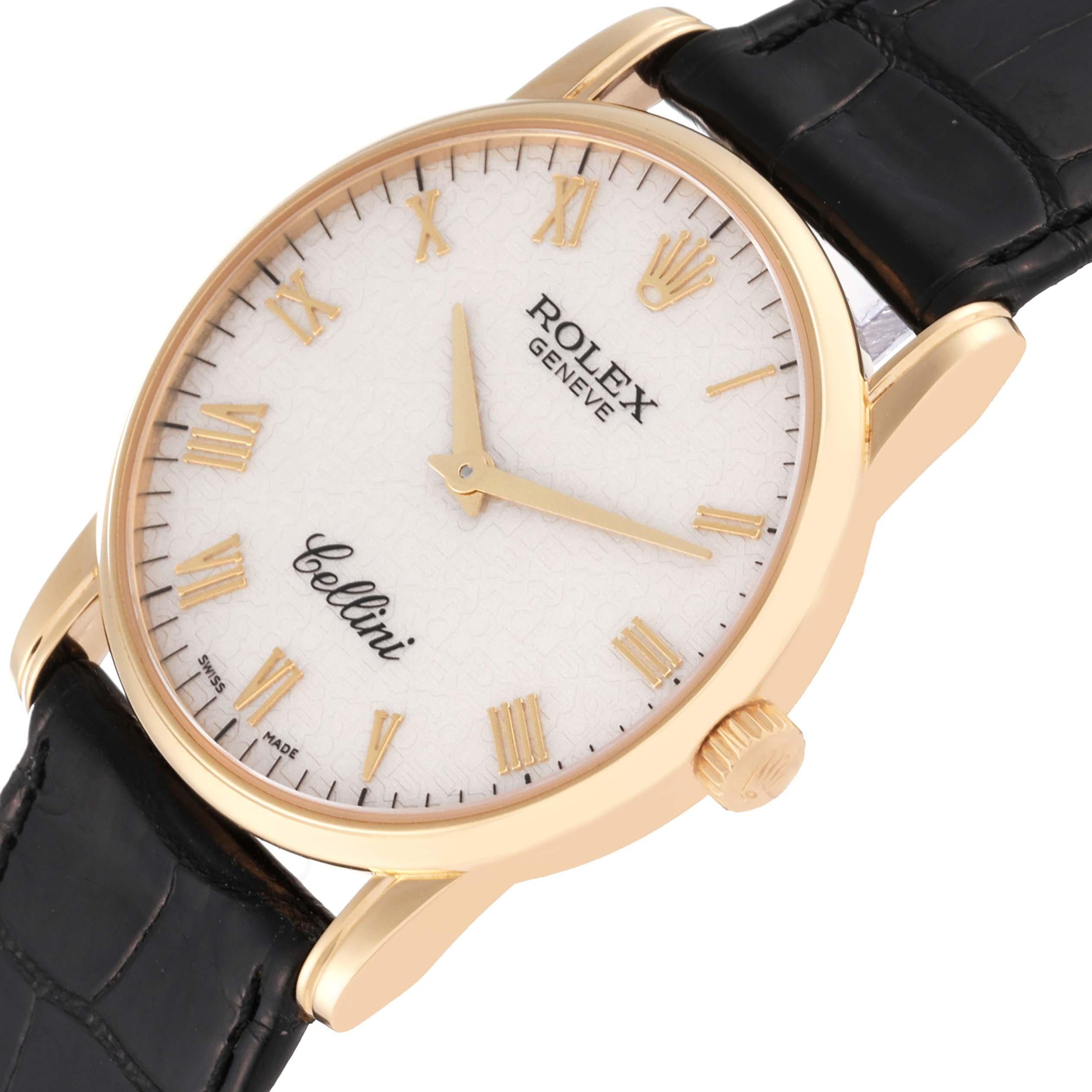 Rolex Cellini Classic Yellow Gold Ivory Anniversary Dial Mens Watch 5116 In Excellent Condition In Atlanta, GA
