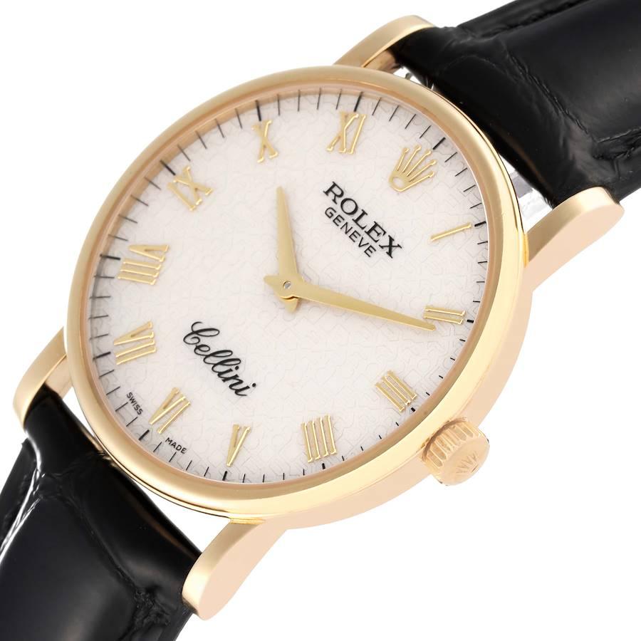 Men's Rolex Cellini Classic Yellow Gold Ivory Anniversary Dial Watch 5115