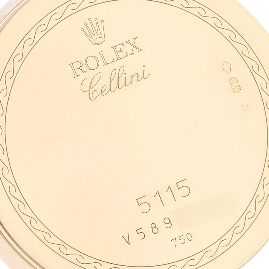 Women's or Men's Rolex Cellini Classic Yellow Gold MOP Dial Brown Strap Watch 5115