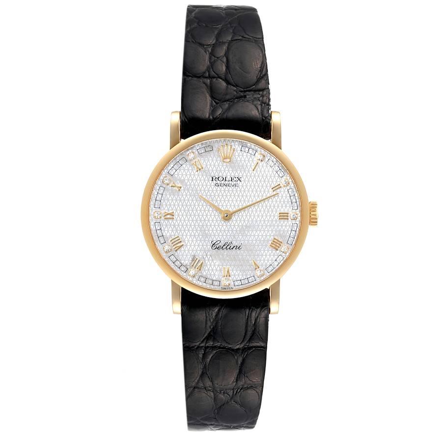Rolex Cellini Classic Gelbgold MOP Zifferblatt Damenuhr 5109 Box Papiere. Uhrwerk mit Handaufzug. schlankes Gehäuse aus 18k Gelbgold mit einem Durchmesser von 26,0 mm. . Kratzfestes Saphirglas. Flaches Profil. Texturiertes Perlmuttzifferblatt mit