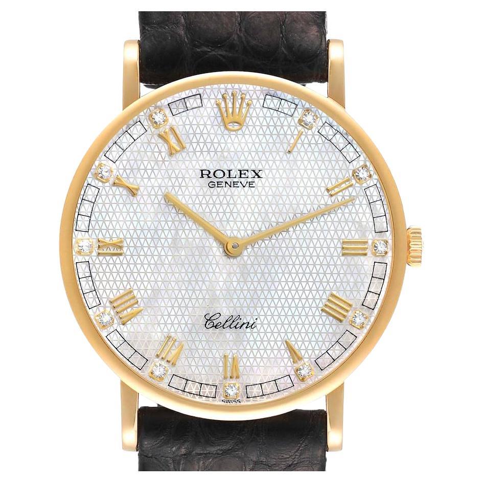 Rolex Cellini Classic Yellow Gold MOP Diamond Dial Ladies Watch 5112