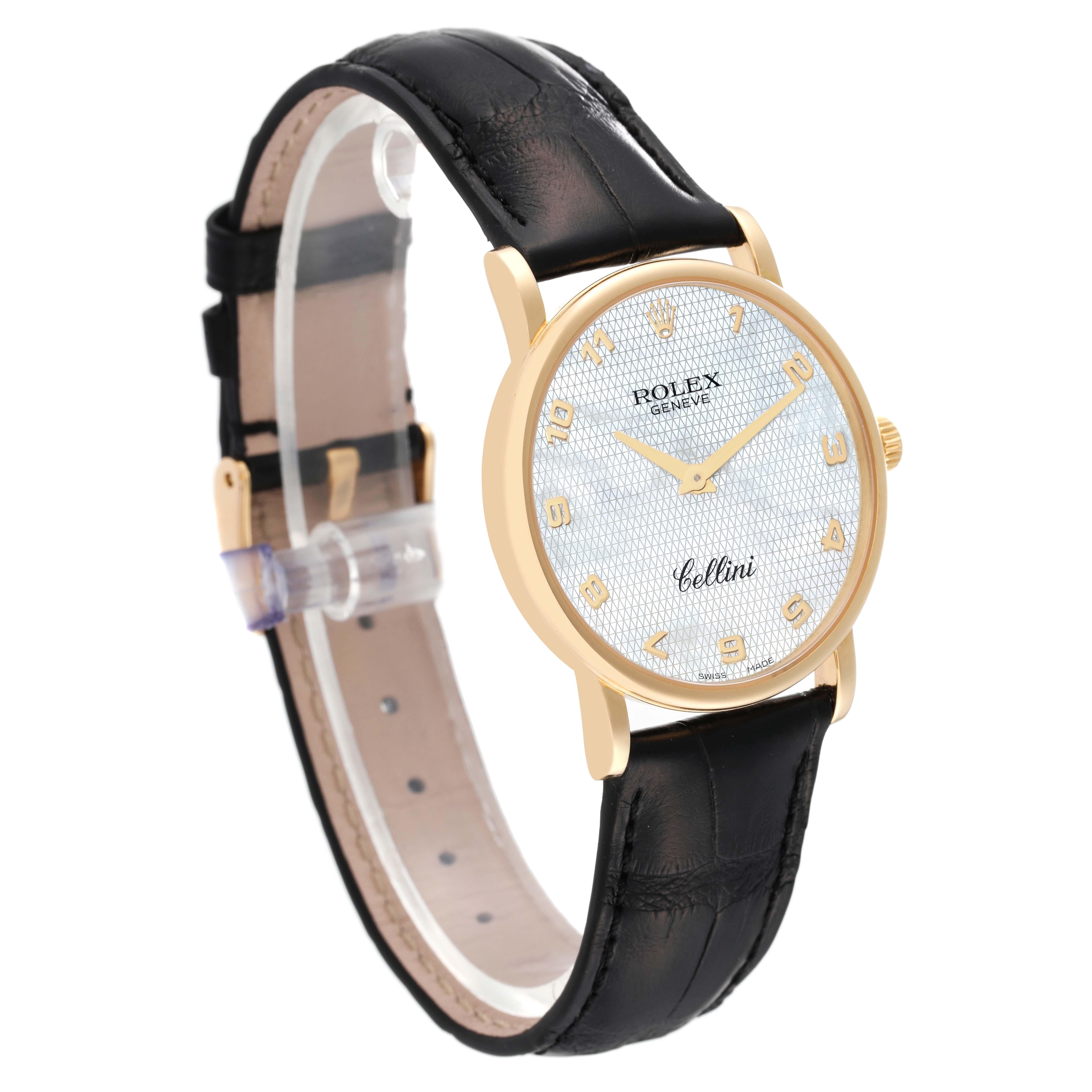 Rolex Cellini Classic Yellow Gold Mother of Pearl Dial Mens Watch 5115 Card In Excellent Condition In Atlanta, GA