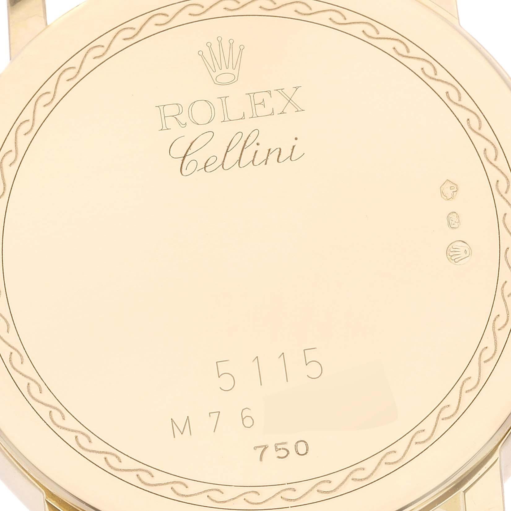 Men's Rolex Cellini Classic Yellow Gold Mother of Pearl Dial Mens Watch 5115 Card