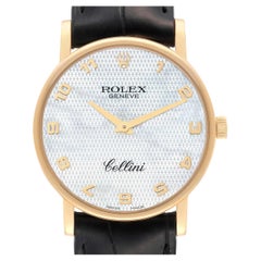 Rolex Cellini Classic Yellow Gold Mother of Pearl Dial Mens Watch 5115 Card