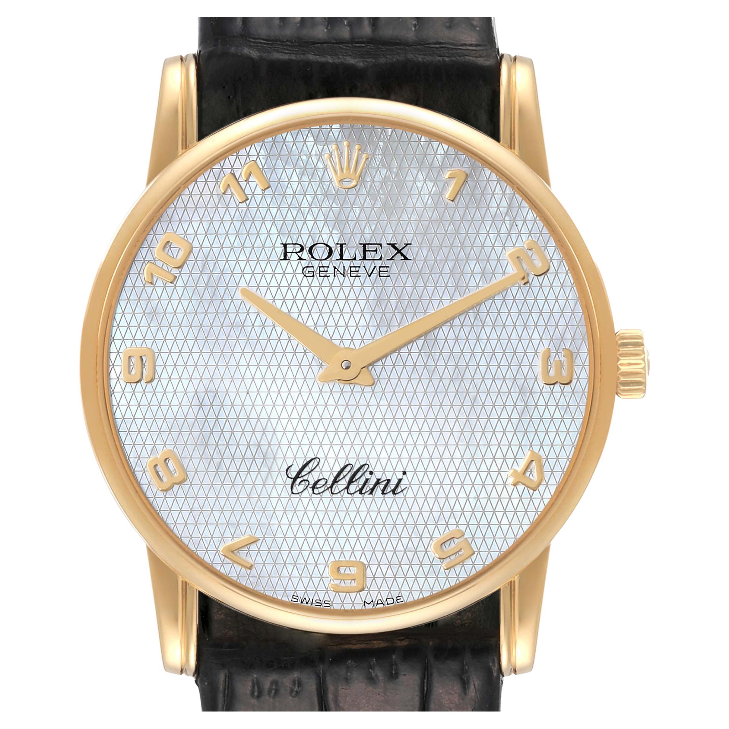 Rolex Cellini Cellinium Platinum Mother of Pearl Dial Mens Watch 5240