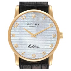 Rolex Cellini Classic Yellow Gold Mother of Pearl Dial Mens Watch 5116 Card