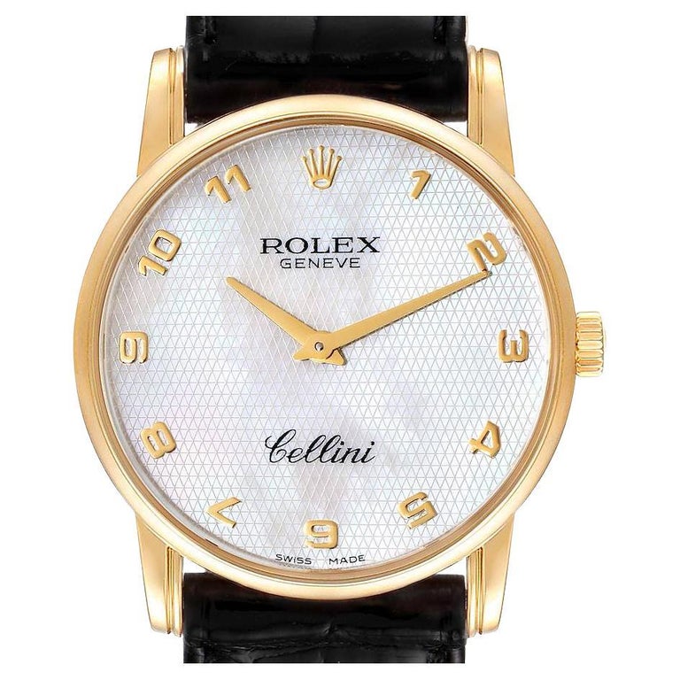 Rolex Cellini Classic Yellow Gold Mother of Pearl Dial Unisex Watch 5116  For Sale at 1stDibs | rolex cellini mother of pearl