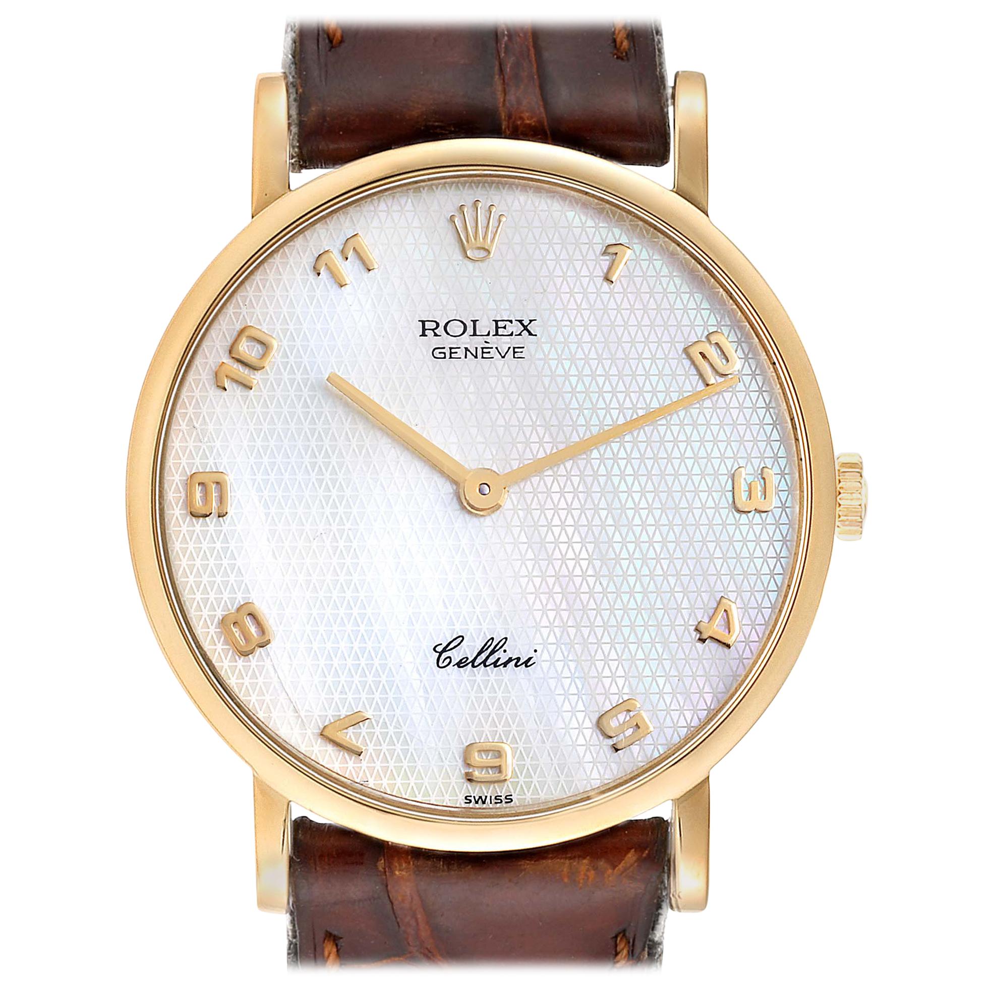 Rolex Cellini Classic Yellow Gold Mother of Pearl Unisex Watch 5112 For Sale