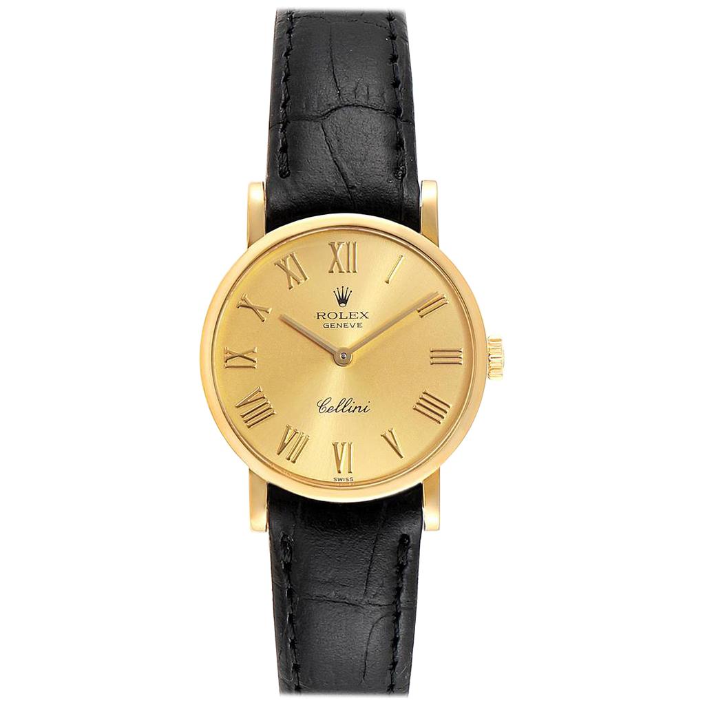 Rolex Cellini Classic Yellow Gold Roman Numerals Ladies Watch 5109 For Sale