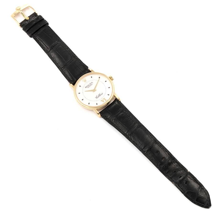 Rolex Cellini Classic Yellow Gold Silver Dial Black Strap Mens Watch 5115 For Sale 5