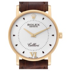 Rolex Cellini Classic Yellow Gold Silver Dial Mens Watch 5115 Card