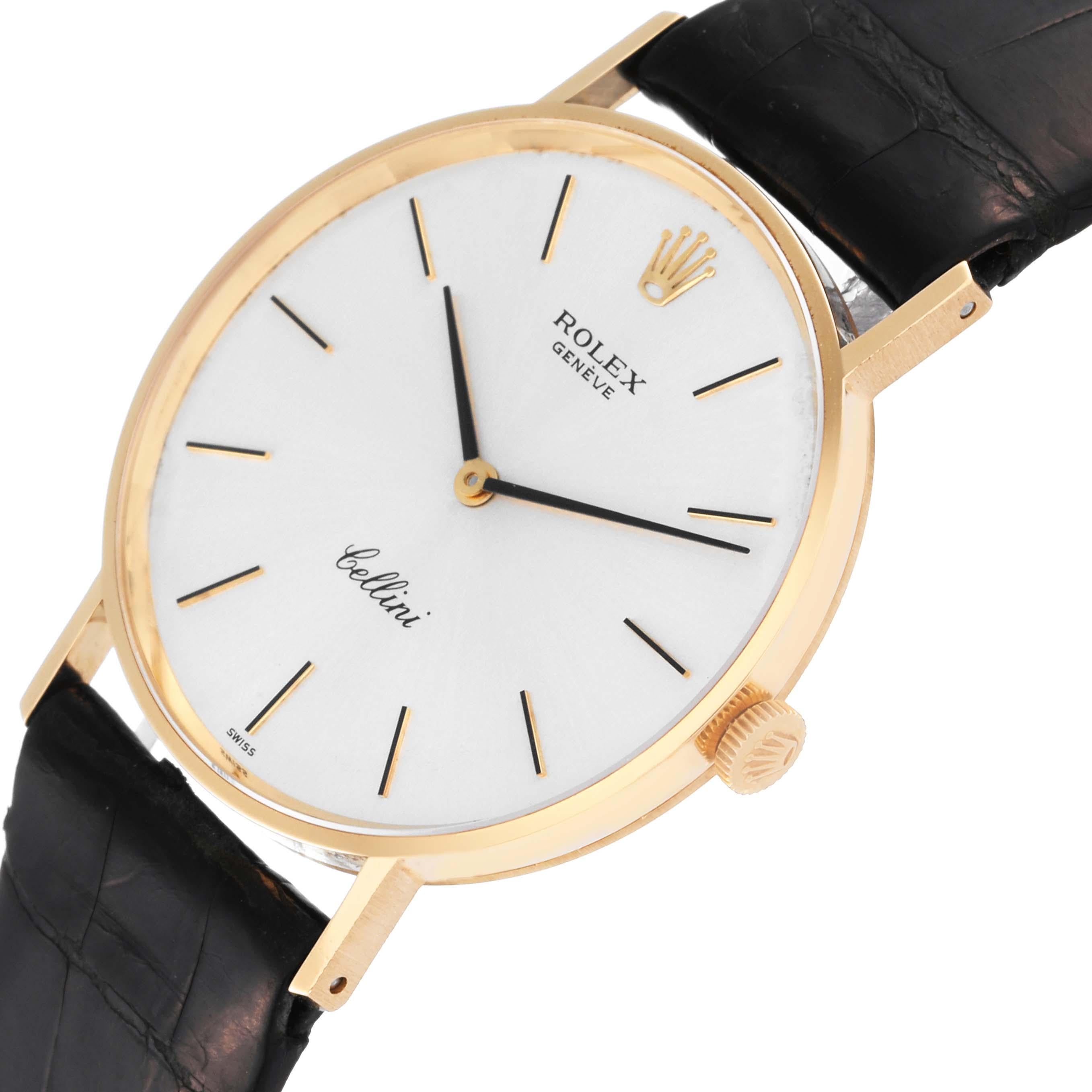 Rolex Cellini Classic Yellow Gold Silver Dial Vintage Mens Watch 4112 In Good Condition In Atlanta, GA