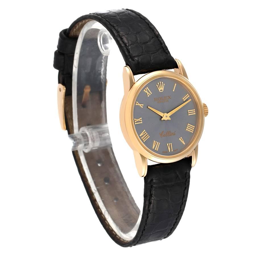 Rolex Cellini Klassische Gelbgold-Damenuhr mit Schiefer-Zifferblatt 6111 im Zustand „Hervorragend“ in Atlanta, GA